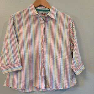 Womens Vintage 90s Ms. Lee Pastel Striped Button Down